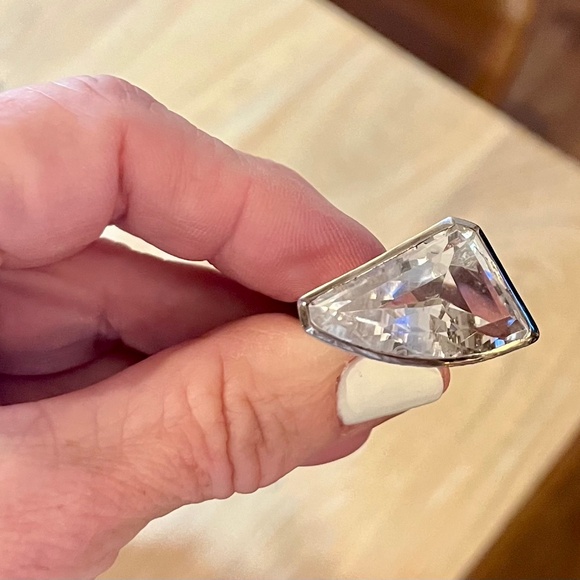 Deb Guyot faceted quartz ring in hammered sterling, big and bold size 12 - Picture 12 of 16